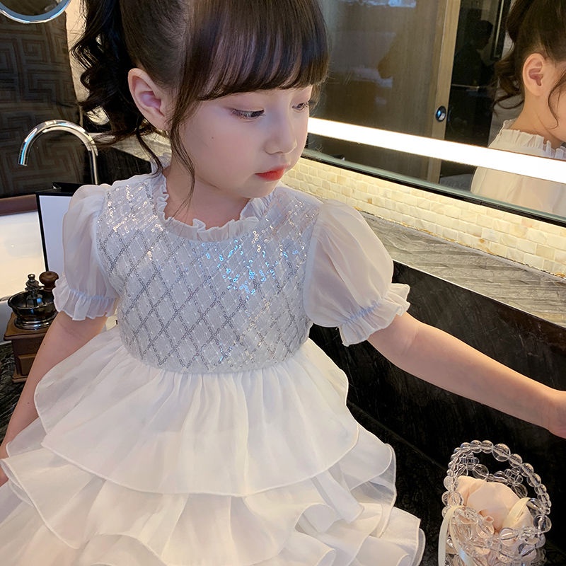 Đầm Công Chúa Phồng Ngắn Tay Dễ Thương Cho Bé Gái