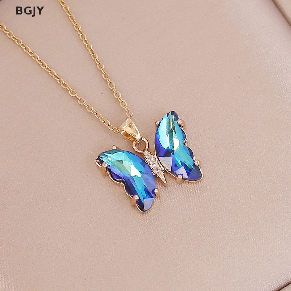 Vòng cổ Mặt Hình Bướm Bằng Thép Không Gỉ Màu Gradient Thời Trang Dành Cho Nữ Mới