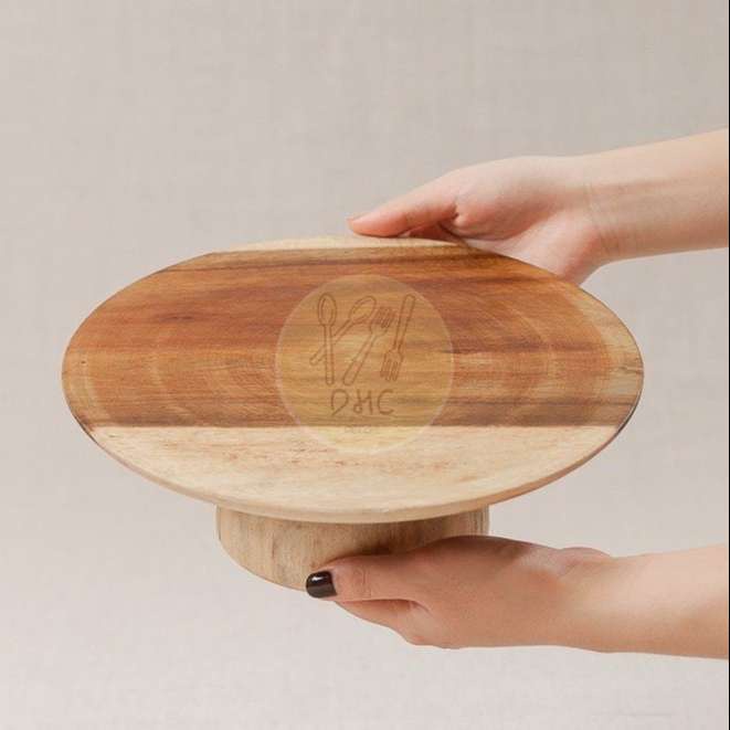 Cake Stand trang trí bánh ,Mâm bồng , Đĩa đựng hoa quả thờ gỗ Keo phong cách Châu Âu hiện đại mặt gỗ chân gỗ DHC Decor