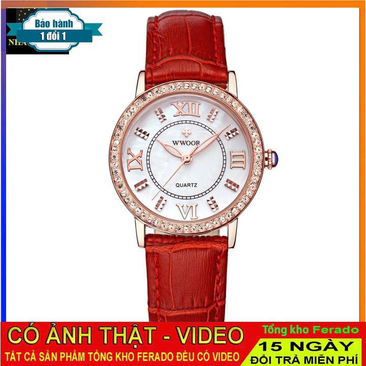 [ xả kho ] ĐỒNG HỒ NỮ WWOOR 8807 DÂY DA VIỀN ĐÁ SANG TRỌNG