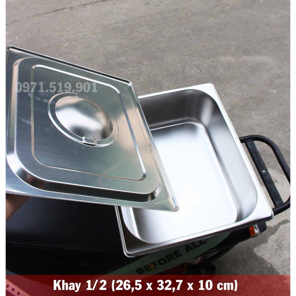 Khay đựng thạch inox 304 - khay topping GN 1/2 sâu 10cm