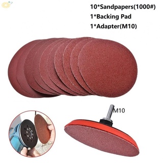 Set 10 đĩa chà nhám M10 bằng nhôm 1000grit kích thước 5inch/125mm
