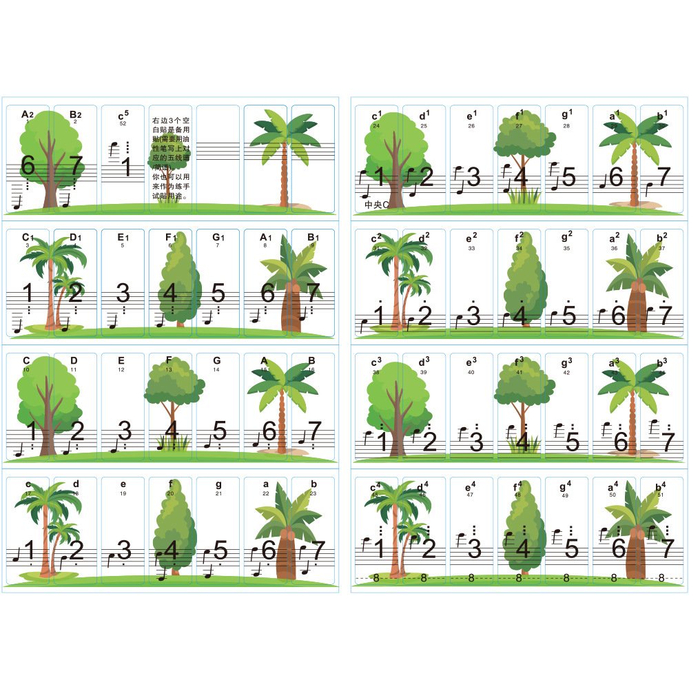 Sticker dán phím đàn Piano Grand/ Upright dành cho người mới bắt đầu- Sticker Piano