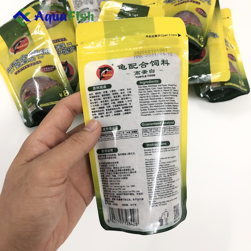 Thức ăn chuyên dụng cho rùa cảnh nhãn hiệu Porpoise gói 88g (giúp rùa ham ăn, nhanh lớn, tăng sức đề kháng)