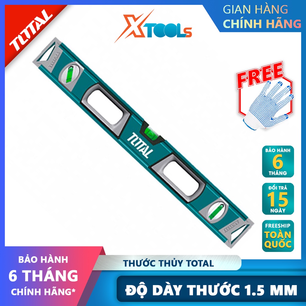 Thước thủy TOTAL | Thước nivo Chiều dài 80cm-180cm, Độ dày 1.5 mm, Trọng lượng 0.3kg đo góc nghiêng, độ nghiêng, độ dốc,