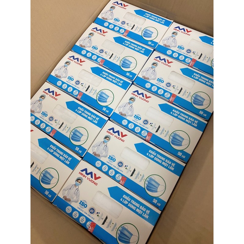 Khẩu trang 4 lớp thương hiệu MINH VƯỢNG hợp 50 cái