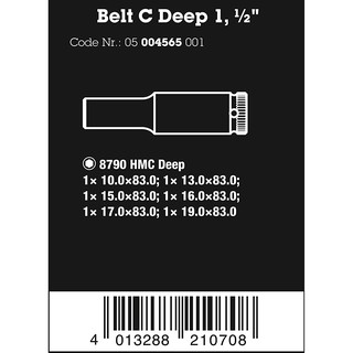 Bộ đầu tuýp dài 1/2" gồm 6 cái Belt C Deep 1 socket set Wera 05004565001