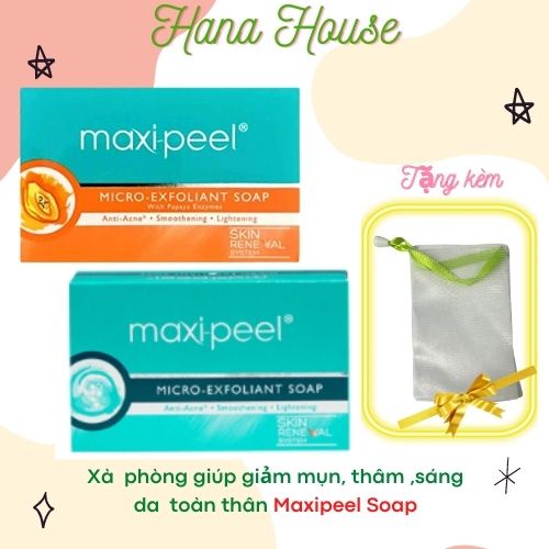Xà phòng Maxi peel MAXIPEEL-Xà bông cục giảm mụn thâm cho lưng và cơ thể Maxipeel Exfoliant Soap 125