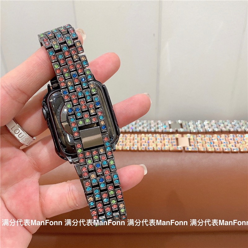Dây đeo đồng hồ thông minh đính đá sang trọng nhiều màu sắc cho Apple iWatch 6 SE 5 4 3 2 40mm 44mm 38mm 42mm