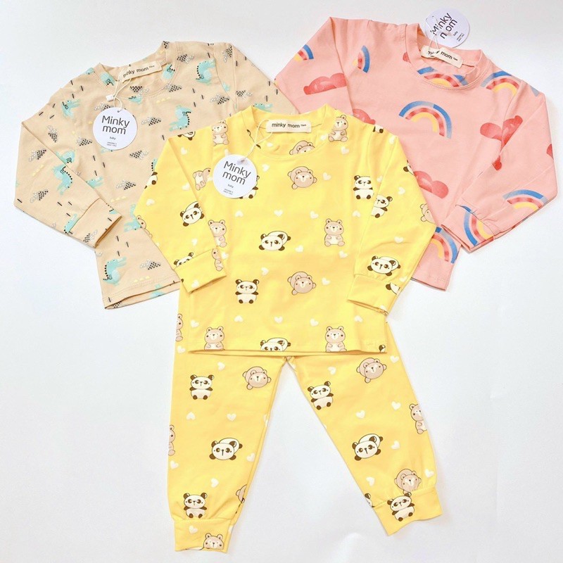 XẢ KHO!!!! BỘ Dài Tay Cotton 100% Họa Tiết Cầu Vồng - Gấu Trúc - Khủng Long Dễ Thương Cho Bé (Sz từ 7-19kg)