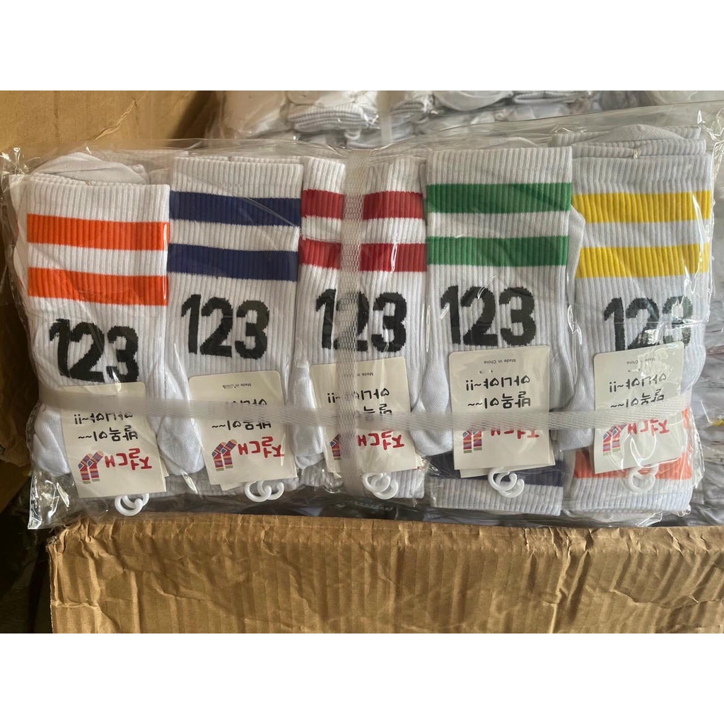 Set 5 đôi Tất cao cổ nữ số 123 nhiều màu sắc màu đến bắp chân