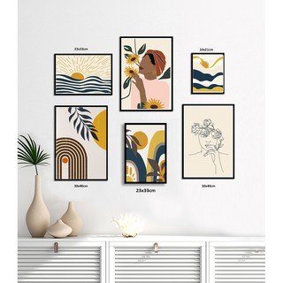 Bộ 6 tranh trang trí hiện đại size lớn chất liệu canvas cao cấp, khung composite 2cm