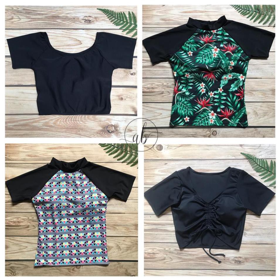 Áo bơi nữ lẻ ngắn tay, áo bơi croptop, áo tập, Mẫu 1-6 (Freesize 40 - 60kg) ྇ ' ་