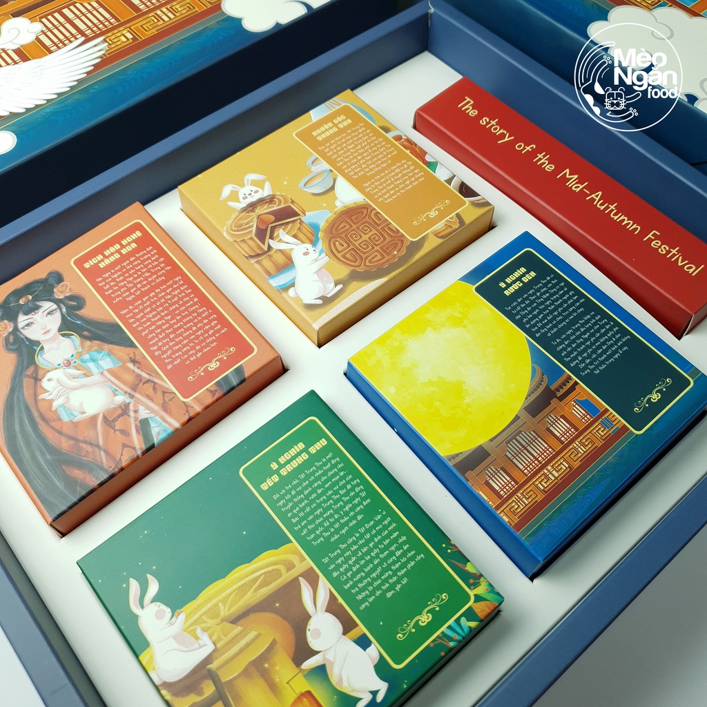 Hộp bánh trung thu "Truyền thuyết đêm trăng" Mèo Ngắn food tặng kèm dao dĩa