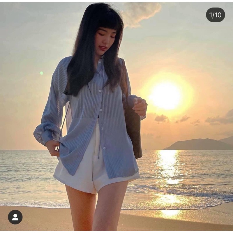 Áo sơmi kẻ sọc form rộng