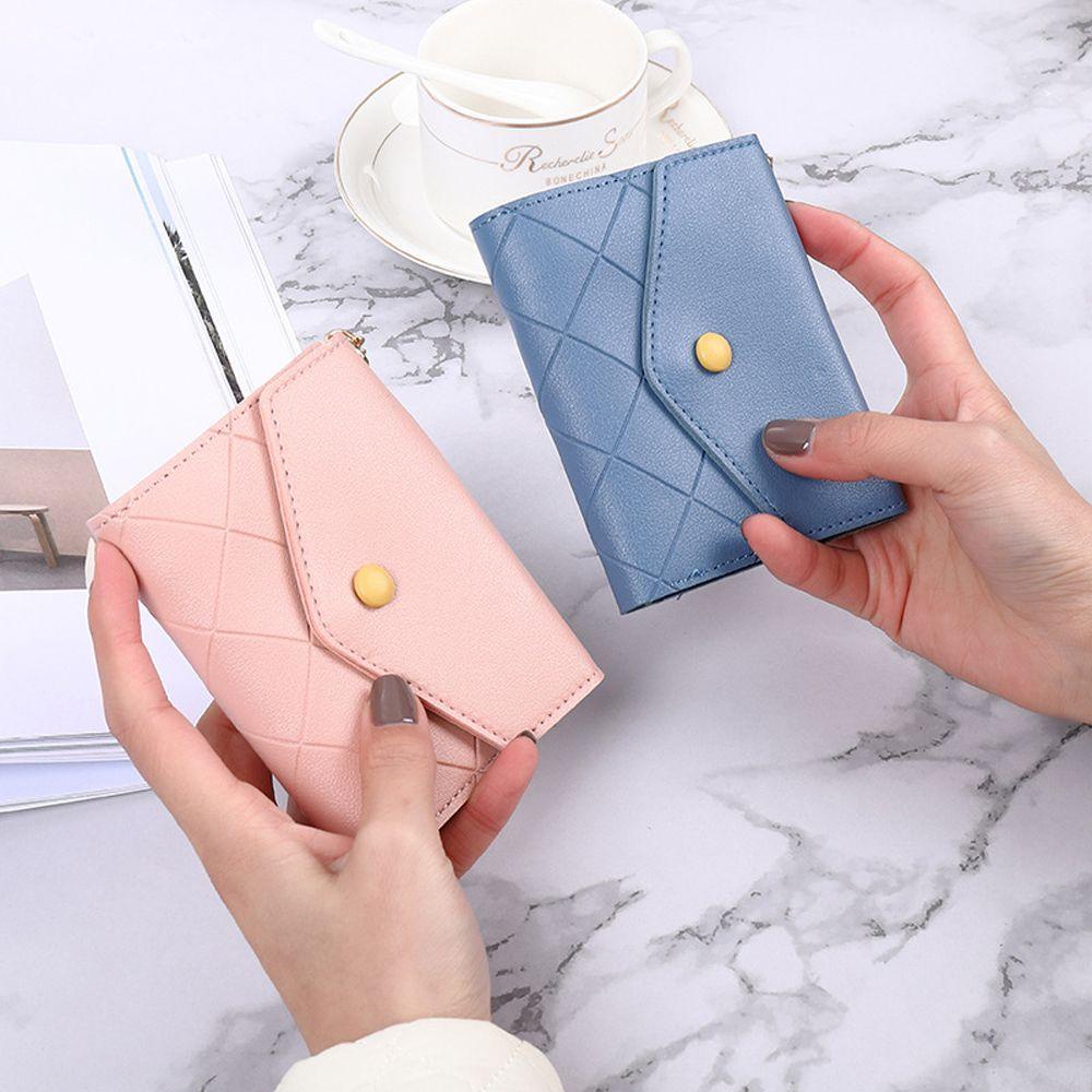 Ví Ngắn Màu Trơn Có Khóa Kim Loại Thời Trang Cho Nữ