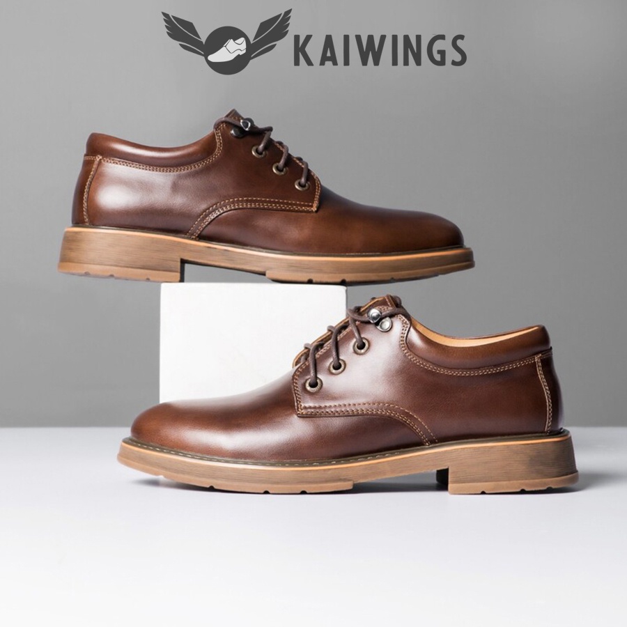 Giày Nam Cổ Thấp Da Bò Thật Đẹp Cao Cấp KAIWINGS Giày Đốc Nam Kiểu Hàn Quốc Chất Chơi GVN07