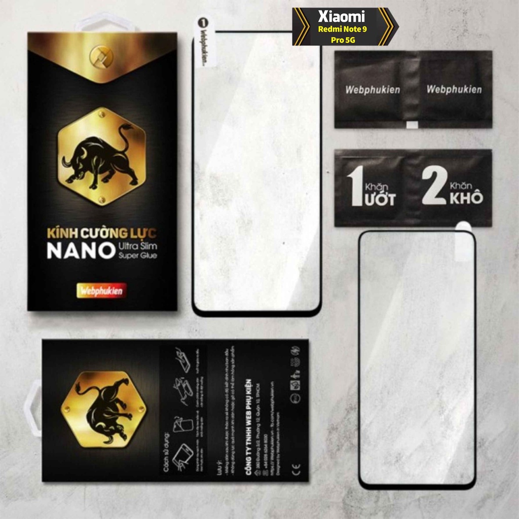 Kính cường lực cho Xiaomi Redmi Note 9 Pro 5G hiệu webphukien
