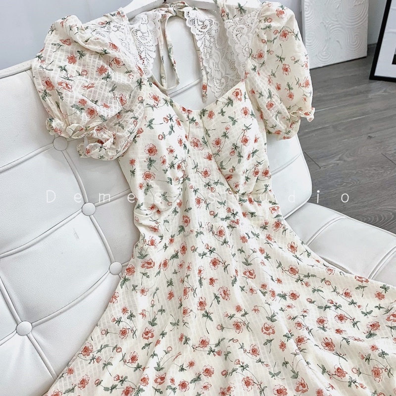 ĐẦM HOA NHÍ VIỀN REN CUT LƯNG XINH XẮN