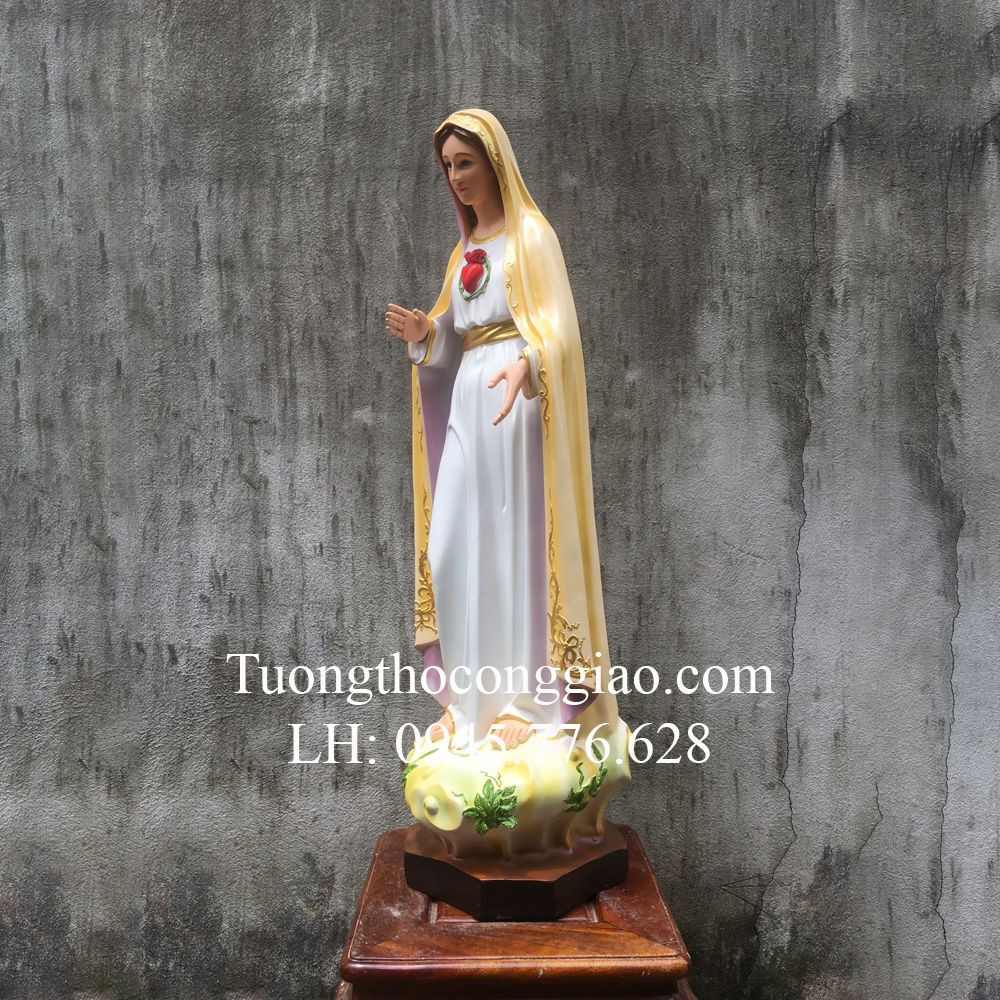 Tượng Đức Mẹ Fatima 80cm màu vàng Composite