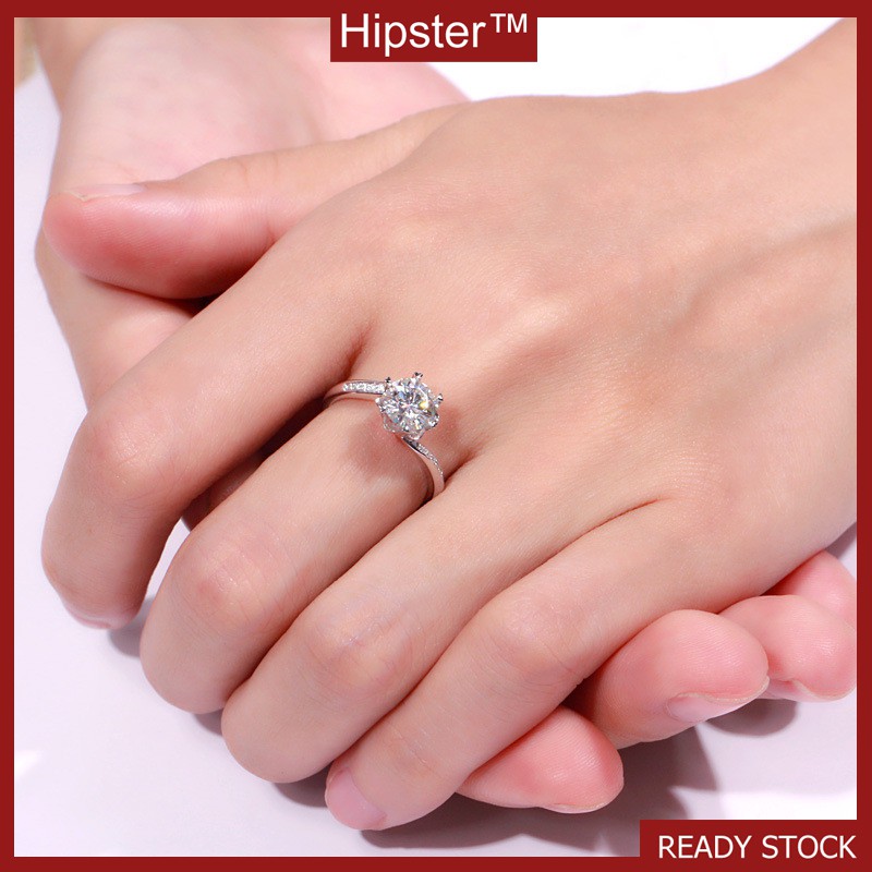Nhẫn Hở Đính Đá Moissanite Cổ Điển Cho Nữ
