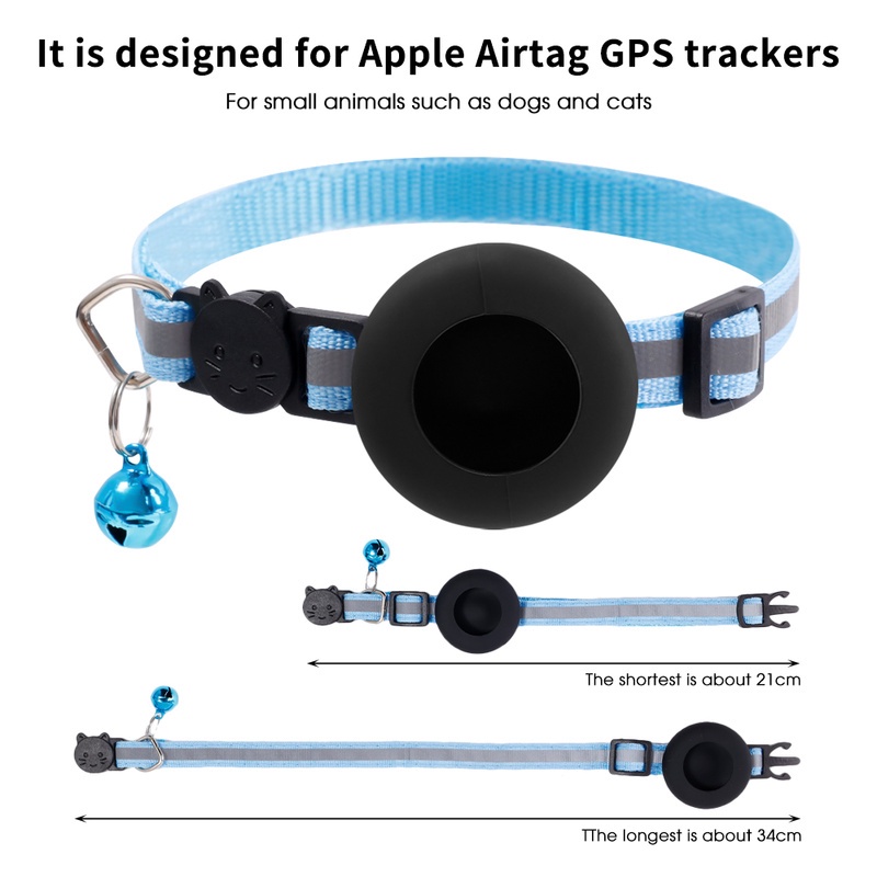 1 Vòng Đeo Cổ Tự Định Vị GPS Chống Thấm Nước Phản Quang Điều Chỉnh Được Cho Thú Cưng Apple Air Tag