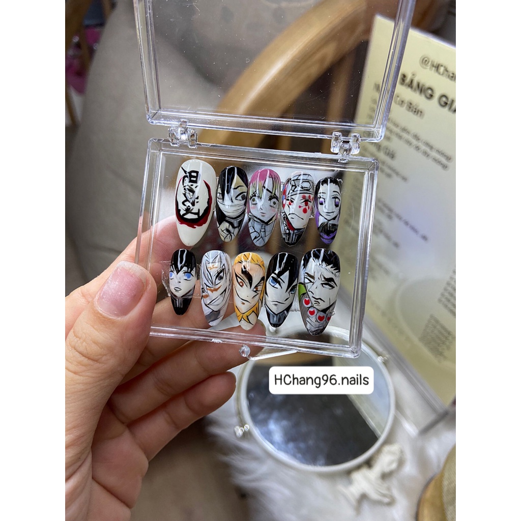 Bộ 10 móng Nail box, Móng úp, Móng giả thiết kế vẽ anime - Mã SP: B5