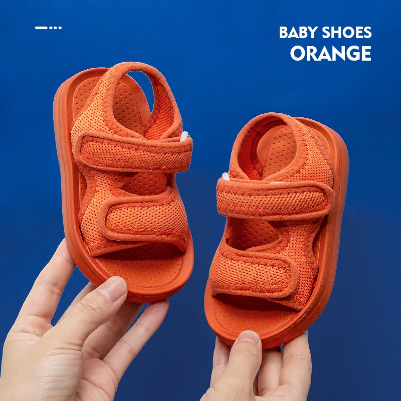 Giày sandal  tập đi đeo chéo Cheerful Mario có khóa dán đế mềm dễ chịu không trượt bền thời trang dép quai hậu cho bé