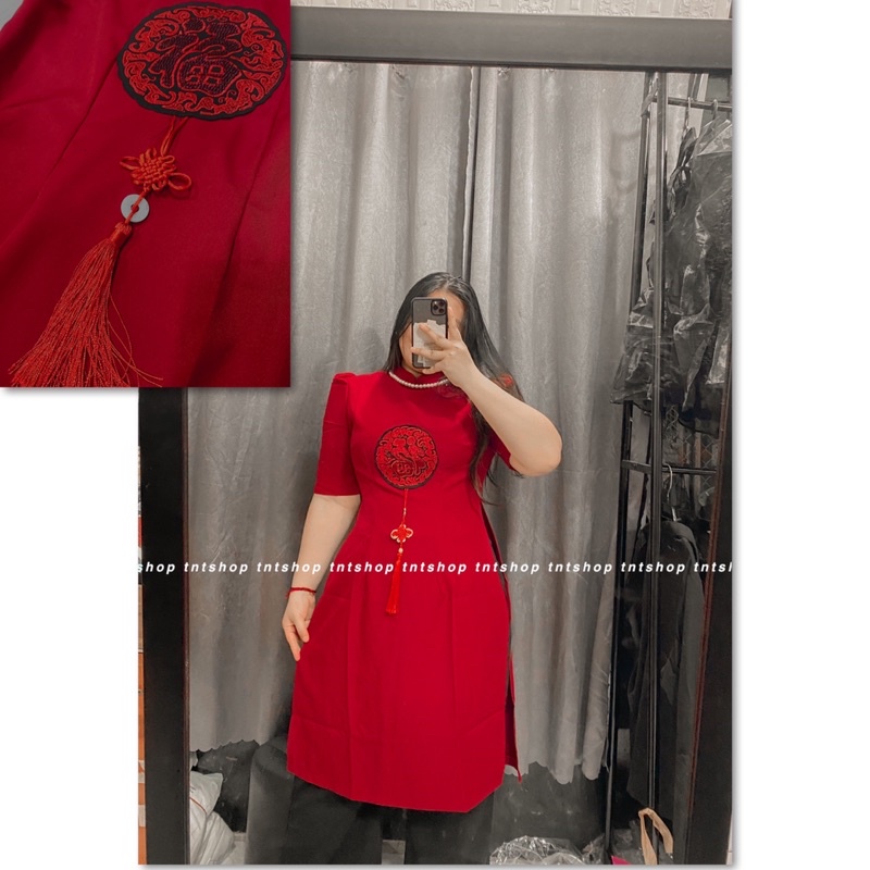 ÁO DÀI CÁCH TÂN THÊU CHỮ [ TNT SHOP BIGSIZE 60KG 90KG ]