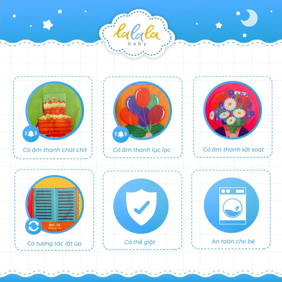 Sách vải chủ đề gia đình Lalala baby, song ngữ đa tương tác Nhà tớ có những ai? - Who's is my family?