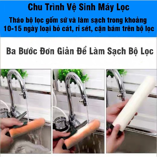 Máy Lọc Nước Tại Vòi Water Purifier - Bộ Lọc Nước 2 Lõi Sứ Than Hoạt Tính Không Dùng Điện Không Nước Thải