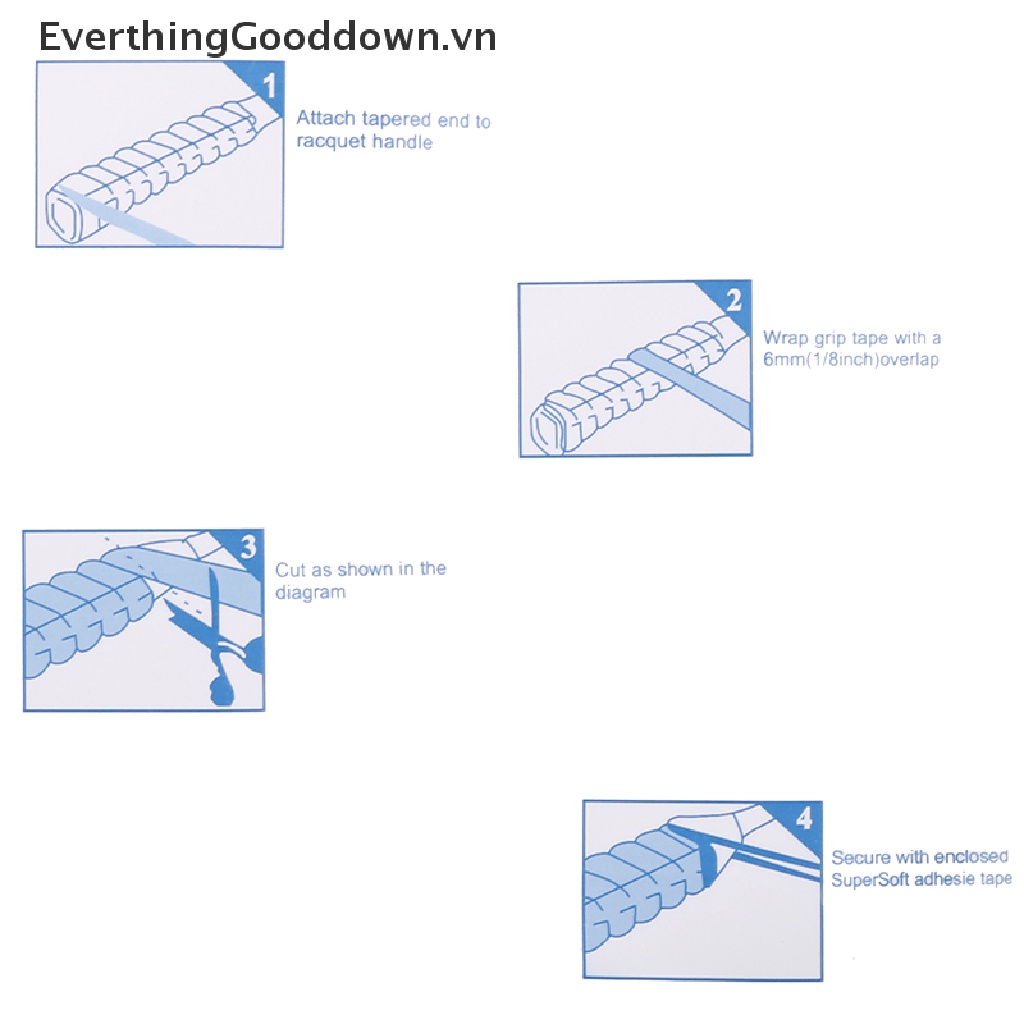 Everthinggooddown Băng Quấn Tay Cầm Vợt Cầu Lông / Tennis Chống Trượt Thấm Hút Mồ