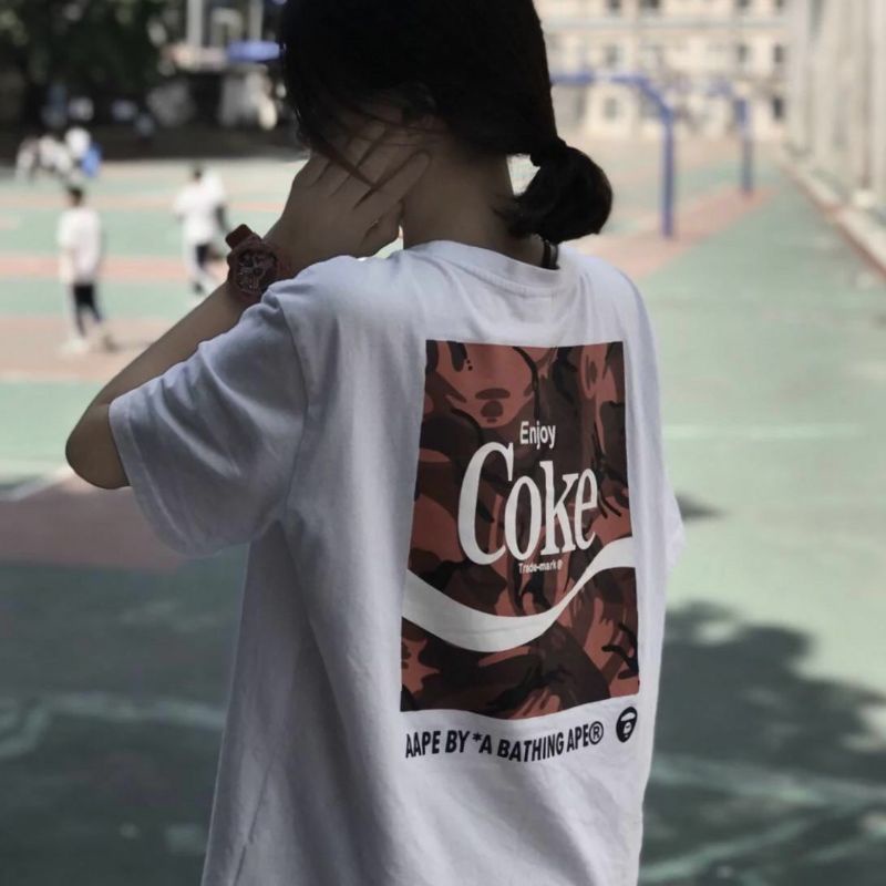 Áo Thun Nữ Tay Ngắn 100% Cotton Form Rộng Unisex Coke