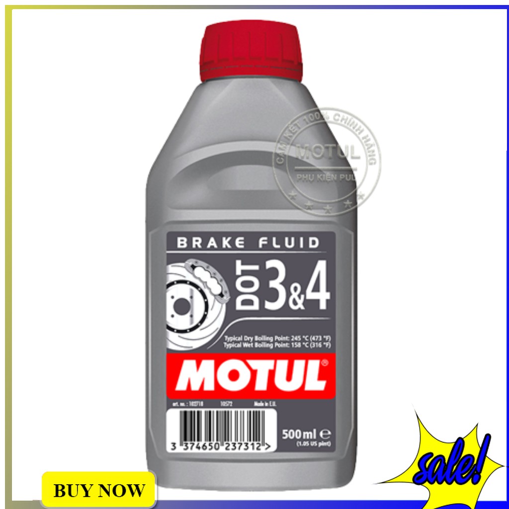 Dầu Thắng Xe Hơi/Xe Máy Motul Brake Fluid Dot 3&amp;4 500ml Hàng Chính Hãng - MTDT01