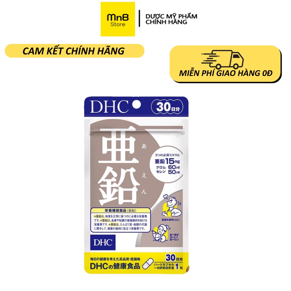 Viên uống kẽm DHC Zinc giảm mụn và bổ não 15 và 30 ngày nhật bản