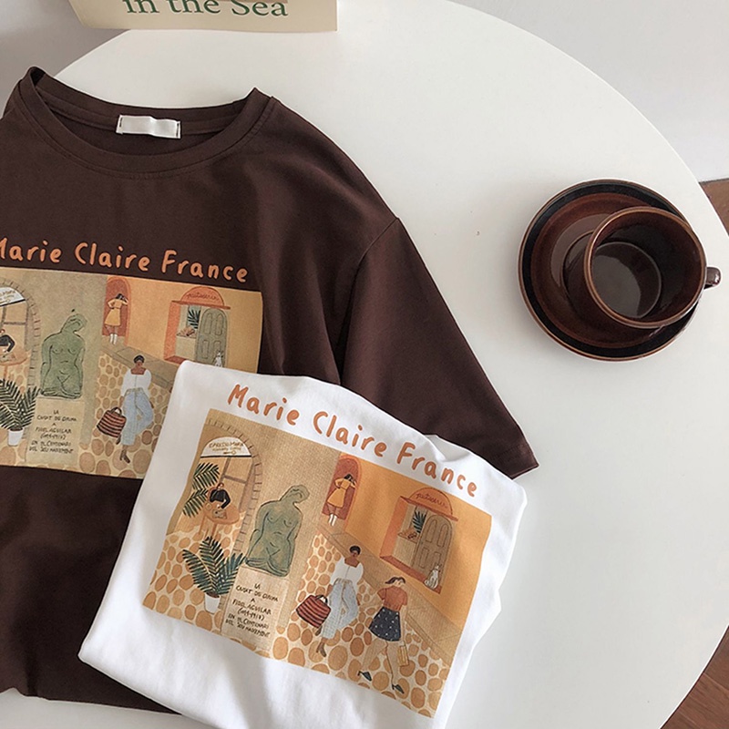NRVP Áo thun 100% cotton nguyên chất tay ngắn thời trang mùa hè phong cách Hàn Quốc cho nữ