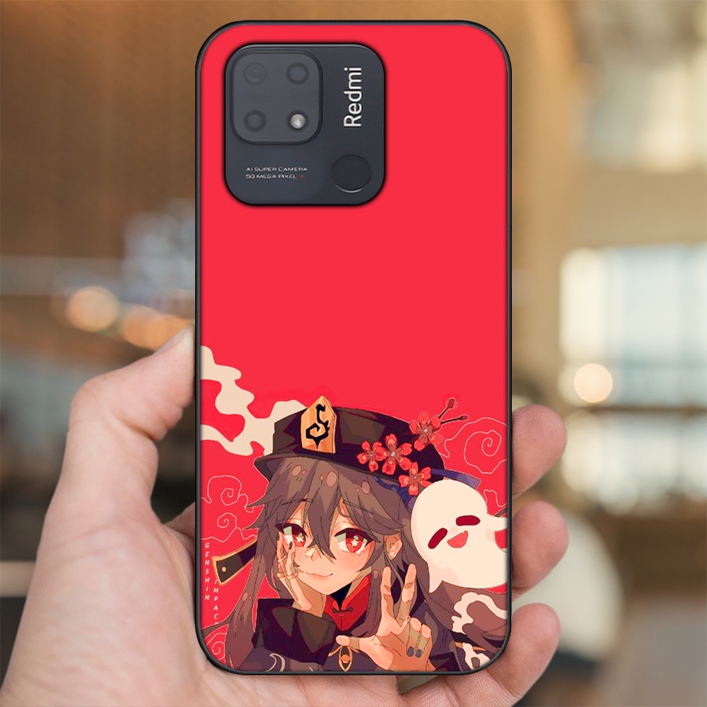 Ốp lưng Xiaomi Redmi 10C viền đen in hình Hutao Genshin Impact