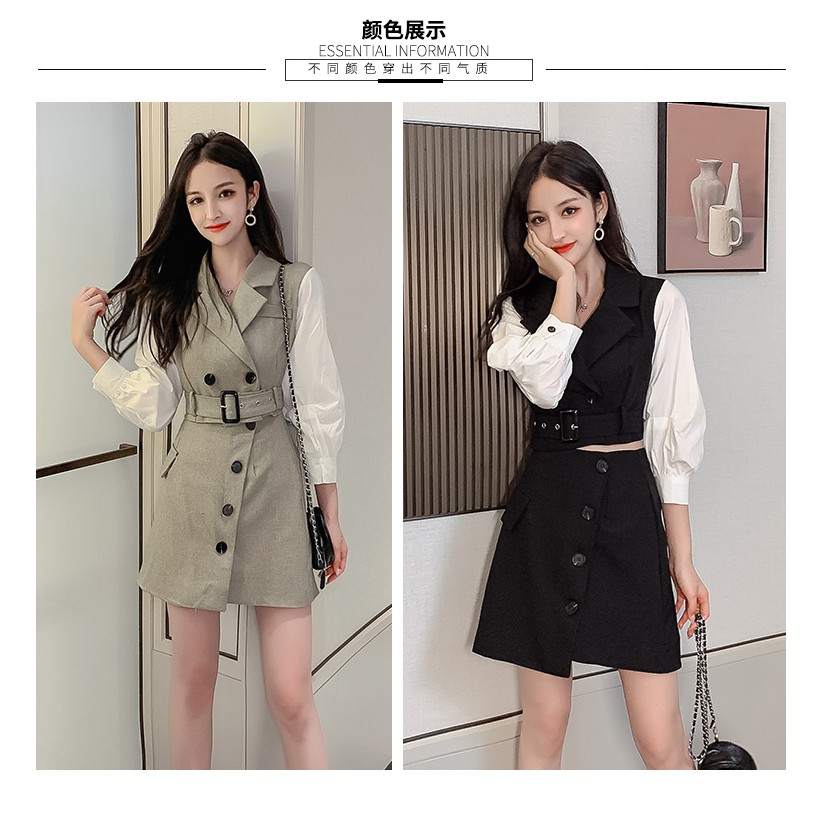 (s23) đầm Jumpsuit Hàn Quốc ulzzang công sở gồm áo và chân váy