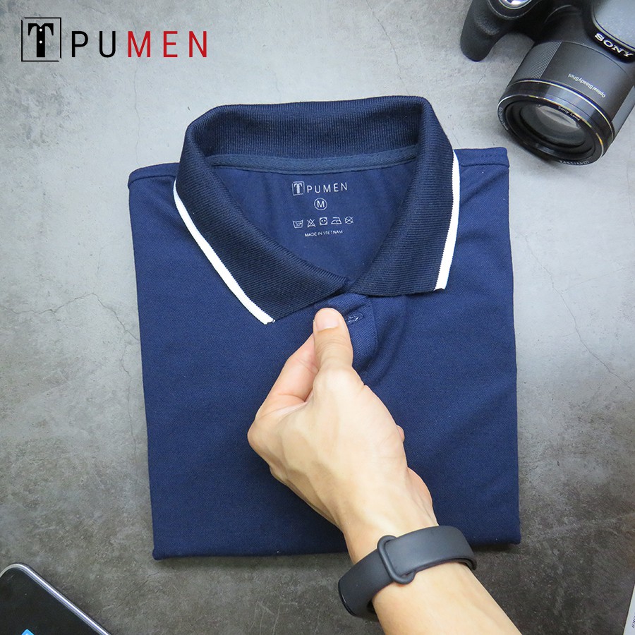 Áo Polo Xanh Navy line trắng | BigBuy360 - bigbuy360.vn