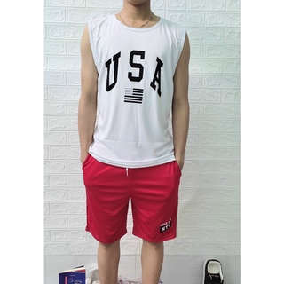 Bộ Ba Lỗ Thể Thao In USA Chất Thun Lạnh Siêu Thoáng Mát - Shop3nunisex