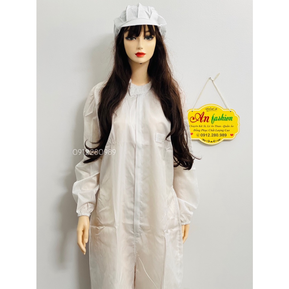 Quần áo liền thân chống tĩnh điện phòng sạch phòng lab _ Hình chụp thật