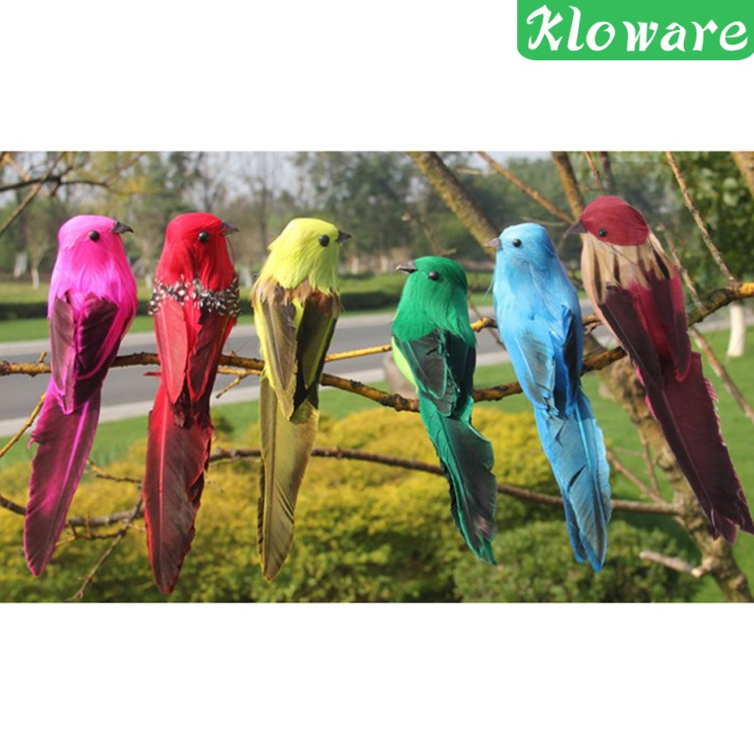 Chú Chim Bằng Xốp Phối Lông Vũ Màu Đỏ Dùng Trang Trí Sân Vườn