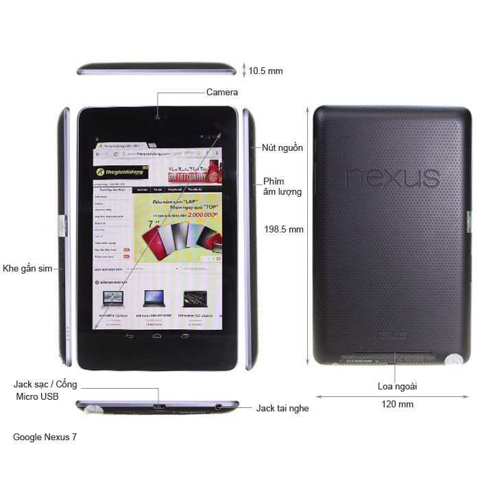 Máy tính bảng Google Nexus 7 WiFi 3G 32Gb (ME370TG)