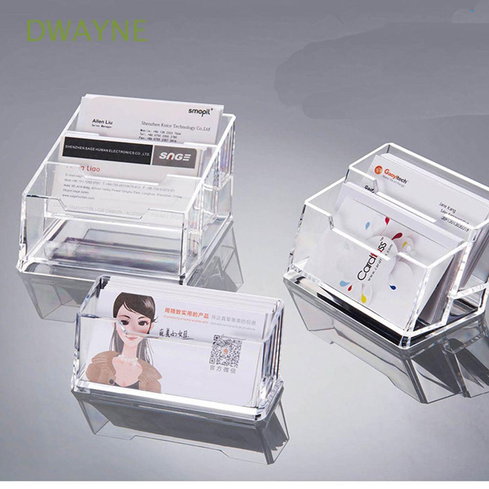 DWAYNE Muiltifunction Cards Display Stand Durable Business Card Container Card Display Shelf Transparent Acrylic Storage Rack Office Supplies Large capacity Desktop Decoration Card Holder Name Card Rack