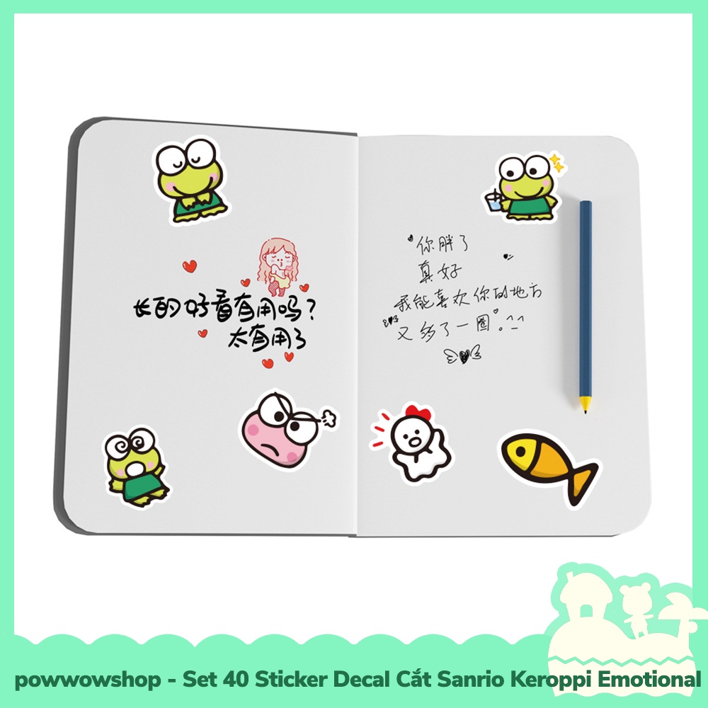 [Sẵn VN - Hỏa Tốc] Set 40 Sticker Mini Decal Dán Trang Trí Vật Dụng Mẫu Sanrio Keroppi Emotional