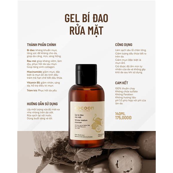 [FREESHIP] Gel bí đao rửa mặt Cocoon 140ml/chai ＊AramoMart＊ | BigBuy360 - bigbuy360.vn