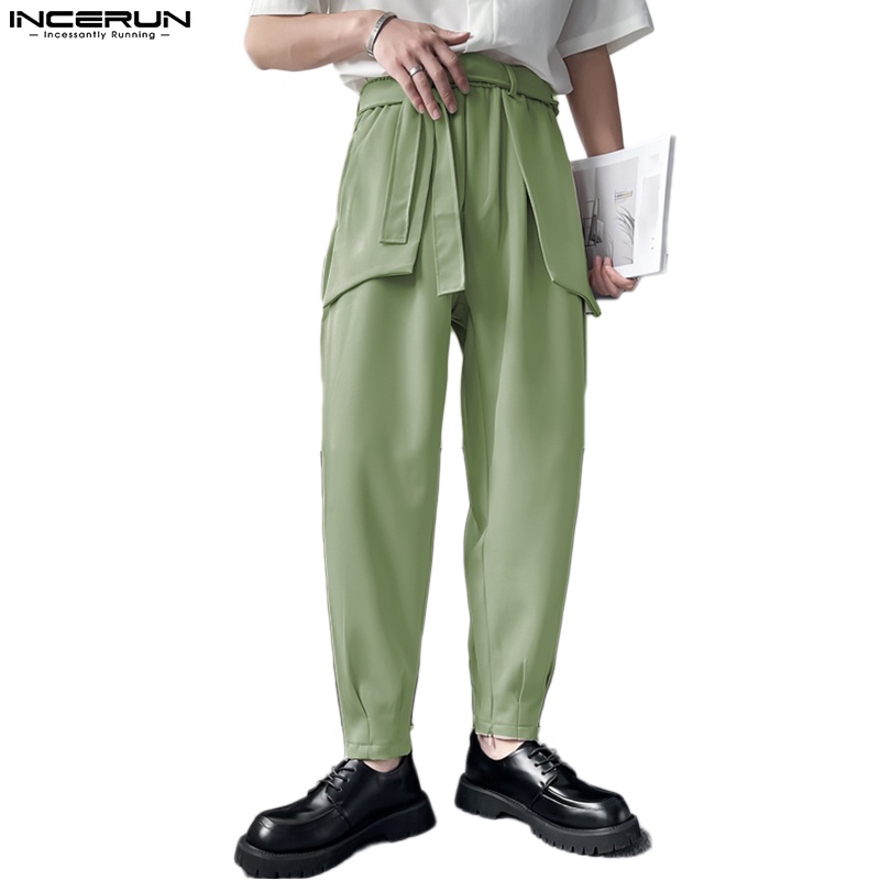 Quần ống rộng Incerun màu trơn phối dây rút sành điệu cho nam