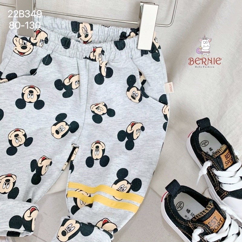 Bộ da cá dài tay Bernie hoạ tiết mickey và ô tô cho bé trai mặc thu đông