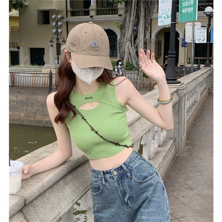 622165#Áo Hai Dây Giả Hai Mảnh Hở Lưng Gợi Cảm Thời Trang Mùa Hè Cho Nữ