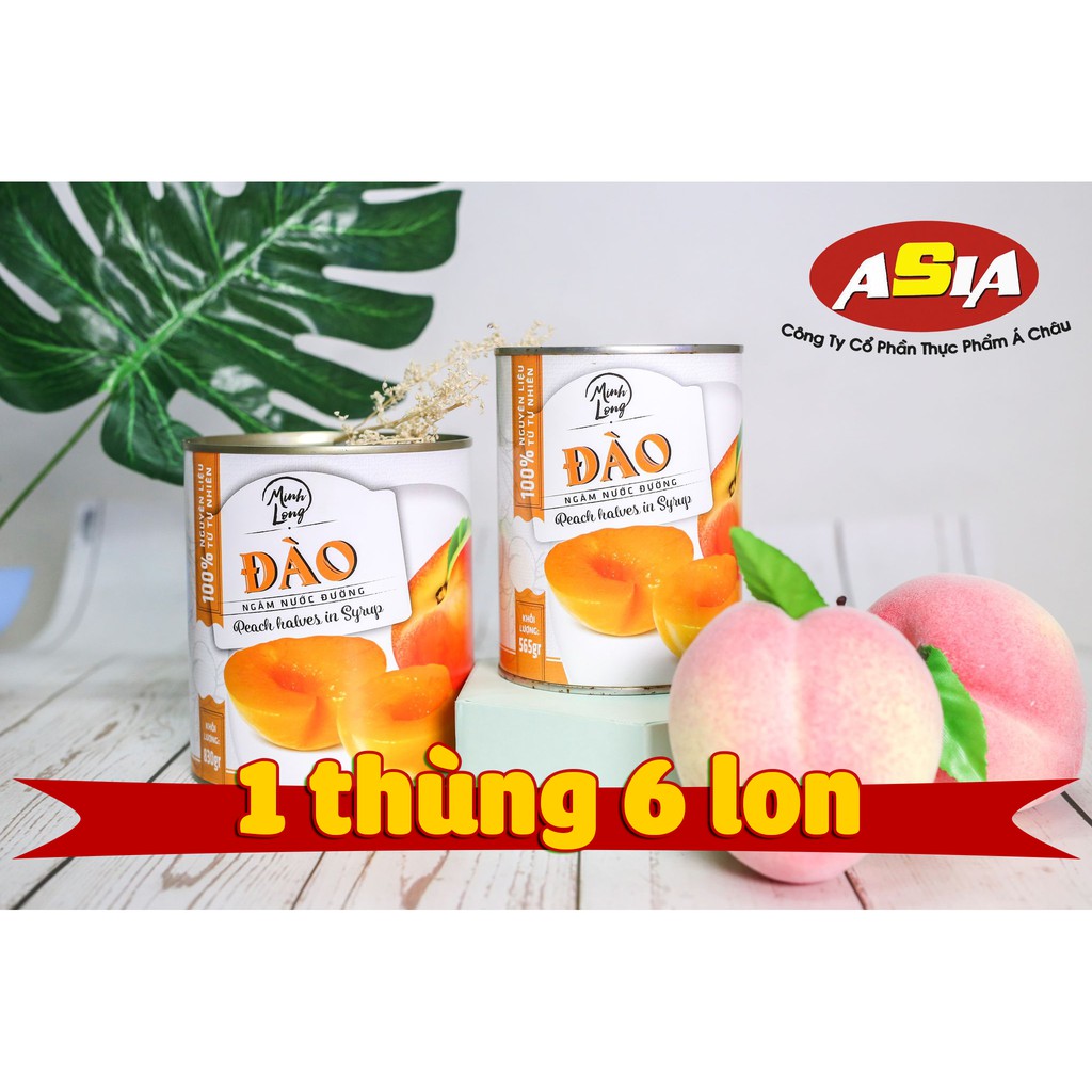 1 thùng 6 hộp đào giòn Cát Long 425gr và 565g đào to giòn thơm